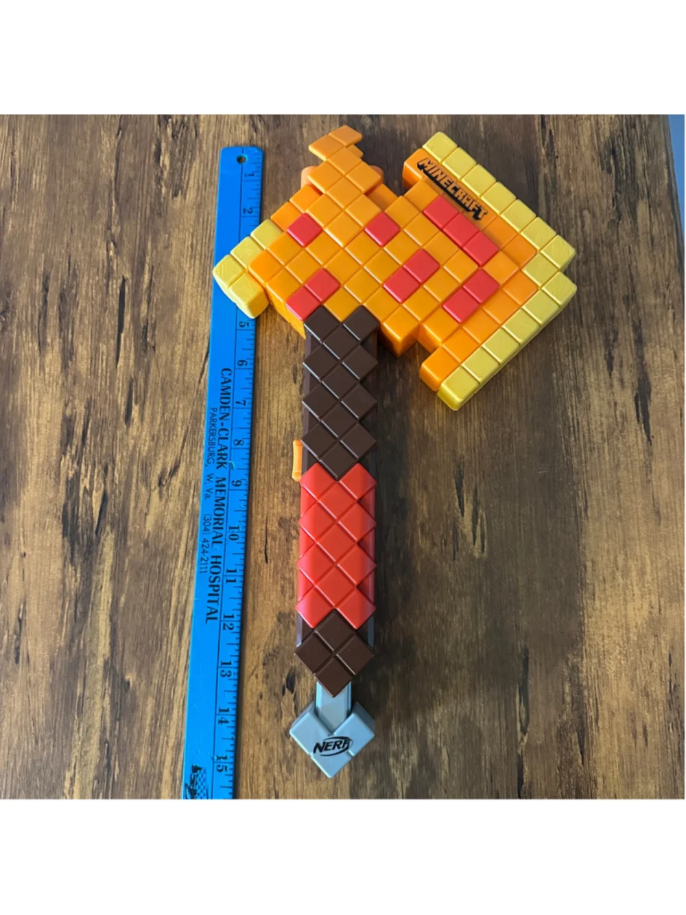 Nerf Minecraft Axe Blaster Orange Brown Foam Dart Toy 13